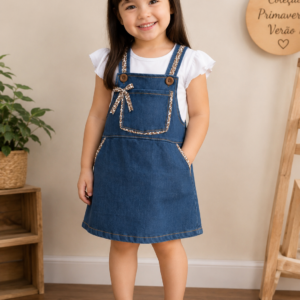 jardineira vestido jeans