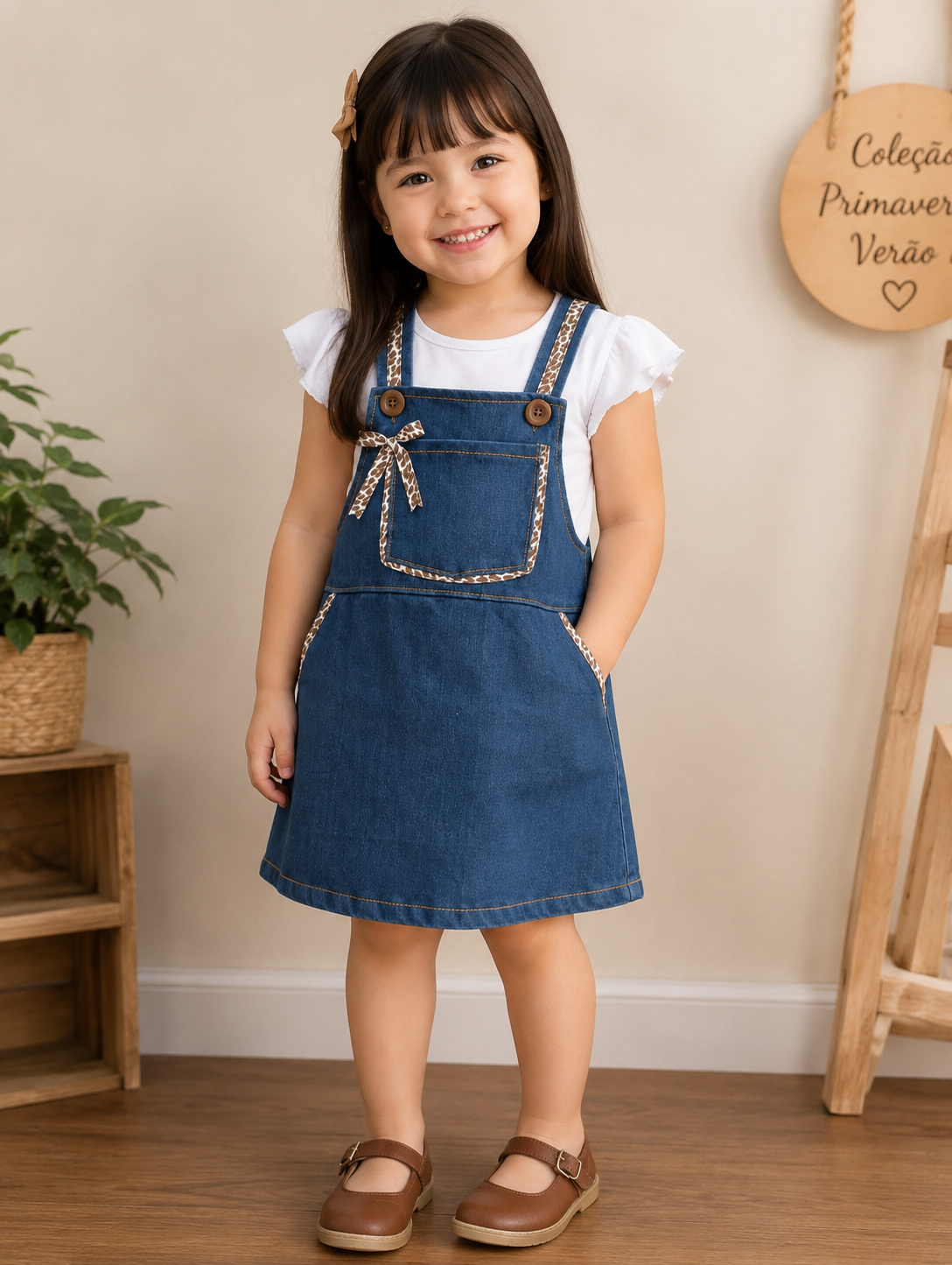 jardineira vestido jeans